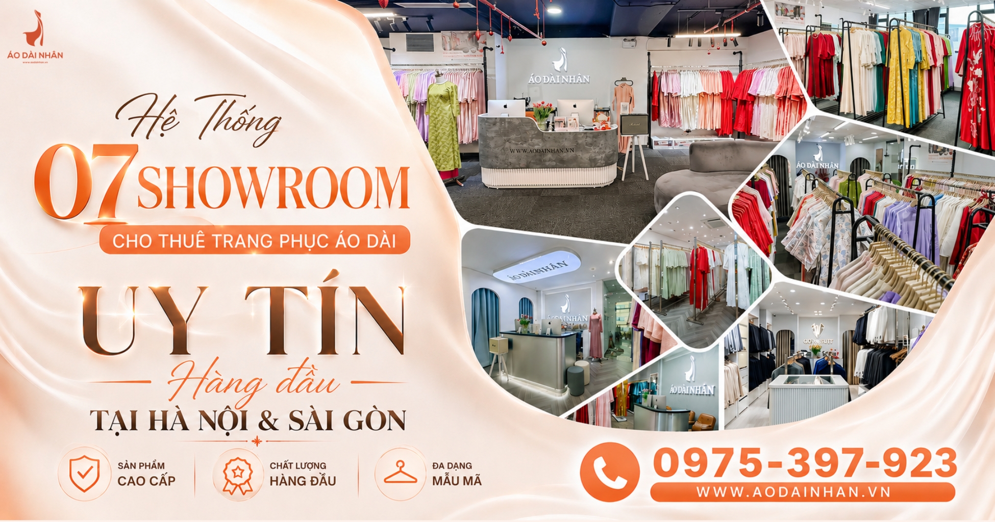 Áo Dài Nhân với 07 showroom Cho Thuê Áo Dài trên Toàn Quốc