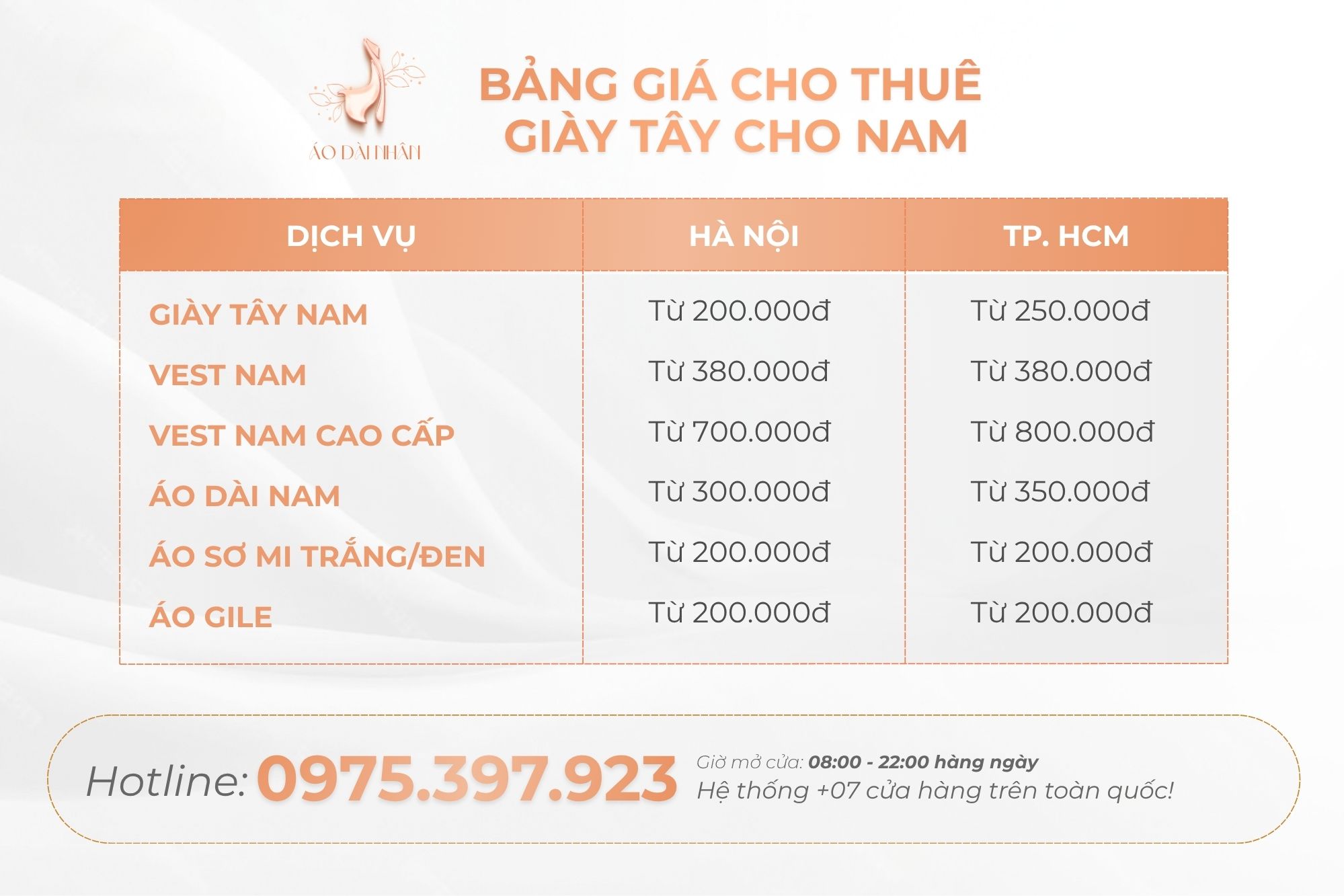 bảng giá Cho thuê giày tây cho nam
