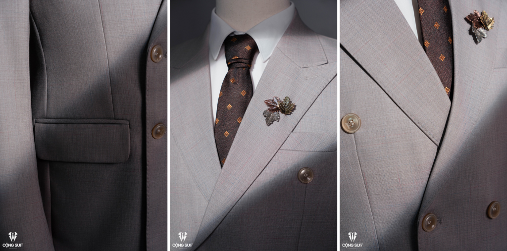 Thuê Vest Nam Màu Xám Sáng Khuy Chéo Sang Trọng Tại Cộng Suit