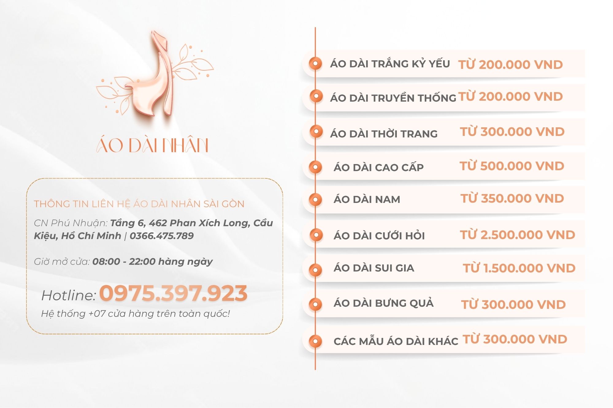 bảng giá cho thuê áo dài sự kiện tại tp. hồ chí minh