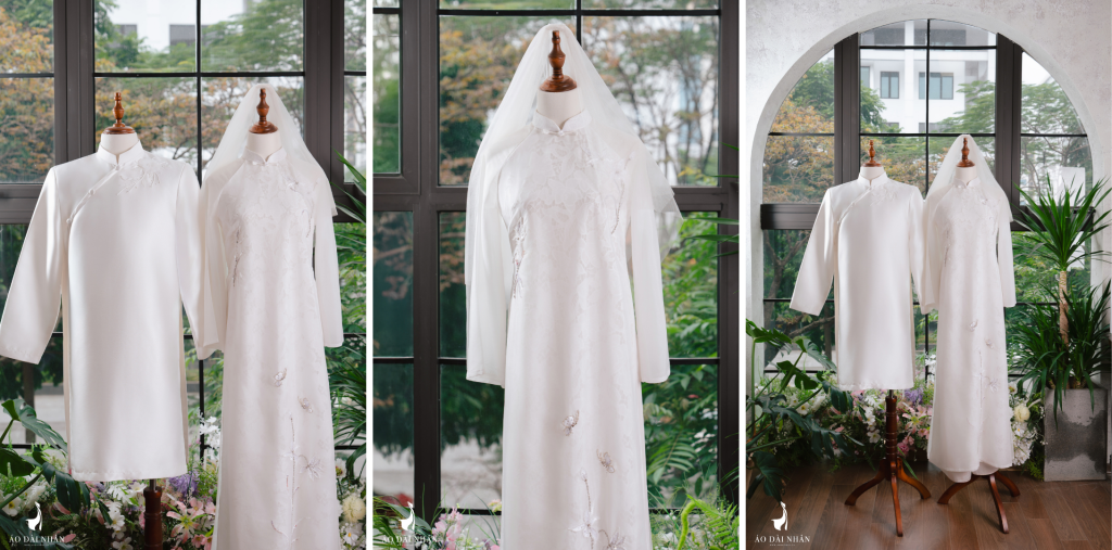 Vẻ Đẹp Giao Thoa Từ Kiệt Tác Áo Dài Cưới Màu Trắng Voan Ren Tinh Xảo