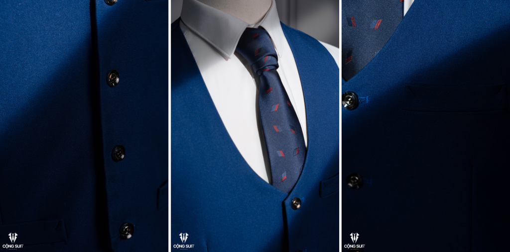 Thuê Áo Gile Xanh Navy Phối Cà Vạt Họa Tiết Đi Tiệc Lịch Lãm Đẳng Cấp