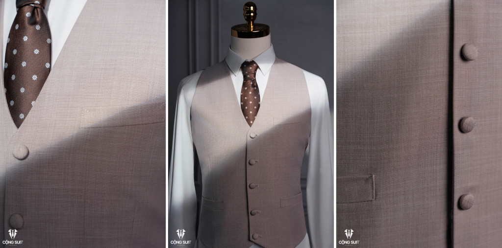 Thuê Áo Gile Nam Màu Be Phong Cách Vintage Cho Đám Cưới Ngoài Trời