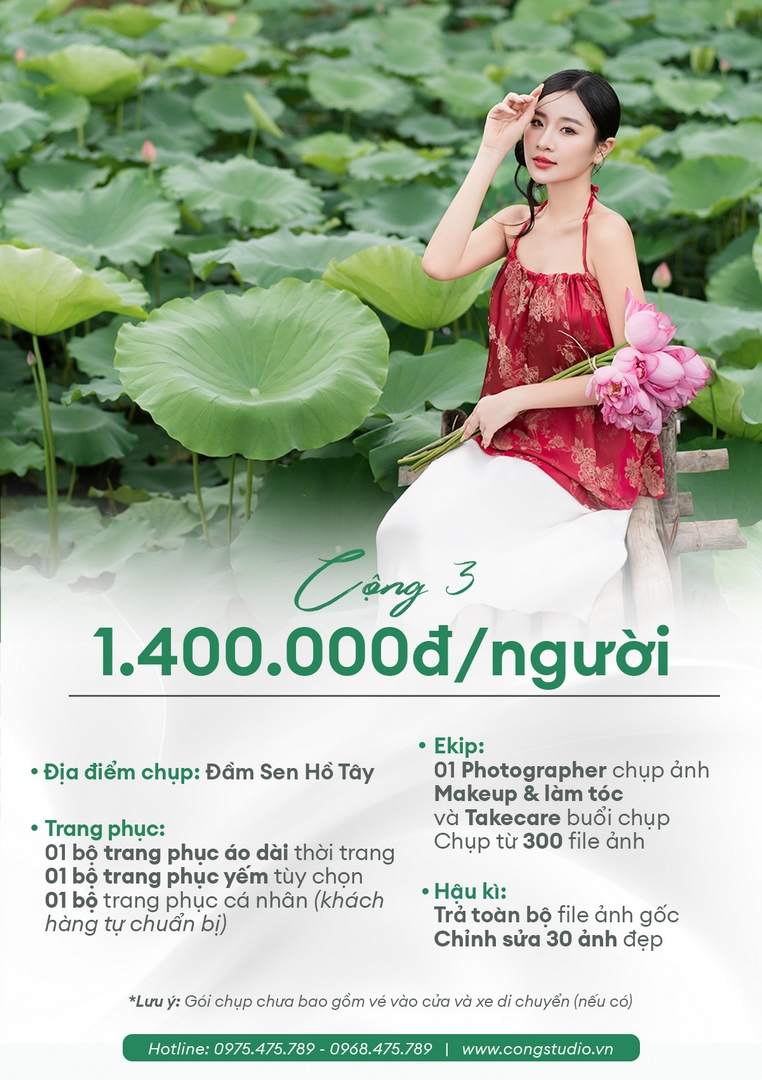 Khám phá các gói chụp ảnh sen Hồ Tây tại Cộng Studio