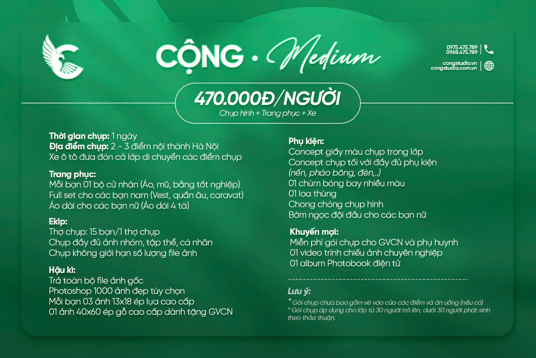 bảng giá chụp ảnh kỷ yếu